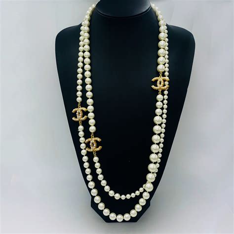 long chanel necklace replica|chanel knockoff pearl necklace.